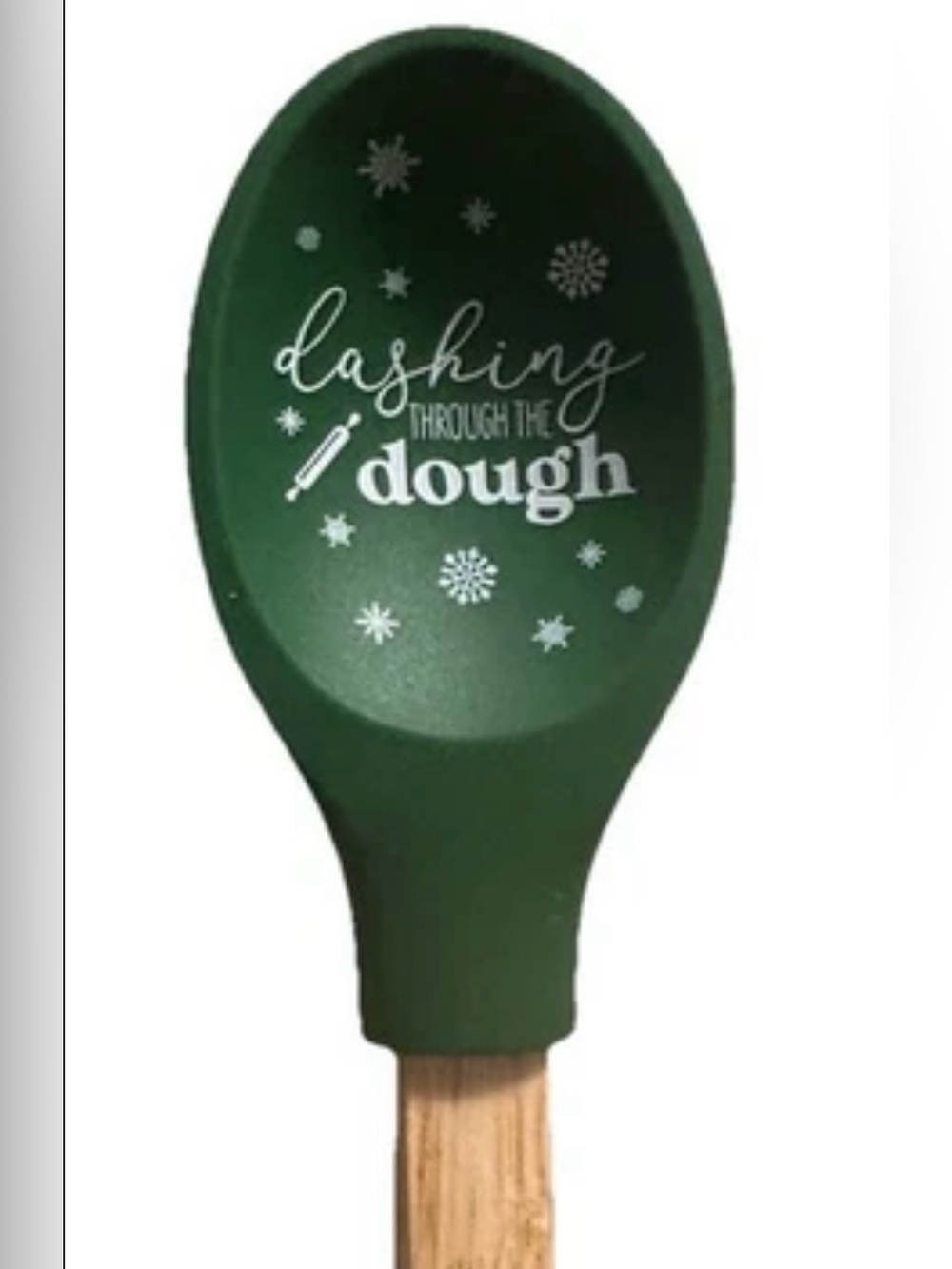 Krumbs Kitchen Farmhouse Holiday Silicone Cooking Spoon w/ Wooden Handle Dough